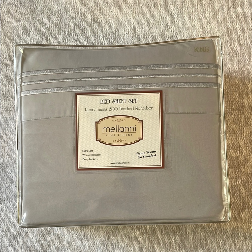 King Size Bed Sheet Set - Gray